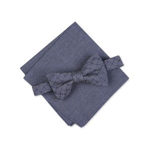 ALFANI Mens Navy Basket Weave Bow Tie